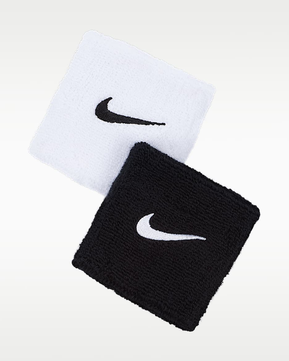 Nike Swoosh Classic 护腕(1 对) - 黑/白色/黑