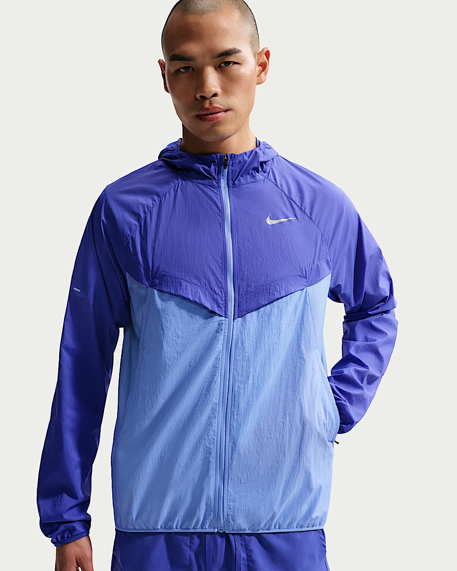 Nike Stride Repel 男子拒水跑步夹克防晒衣皮肤衣 - 青石蓝/脉冲宝石蓝