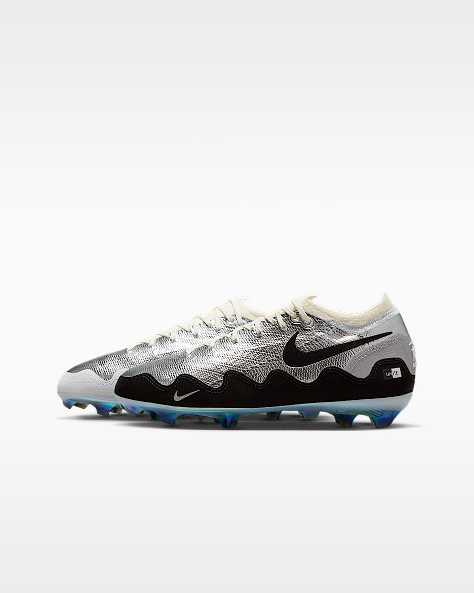 Nike Jr. Mercurial Vapor 16 Pro x Patta 耐克刺客系列大童 FG 天然硬质草地低帮足球鞋 - 金属铬色/白色/黑