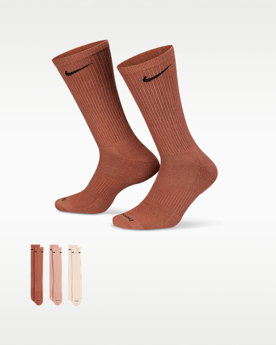 Nike Everyday Plus 耐高系列舒适速干中筒训练袜(3 双) - 多色