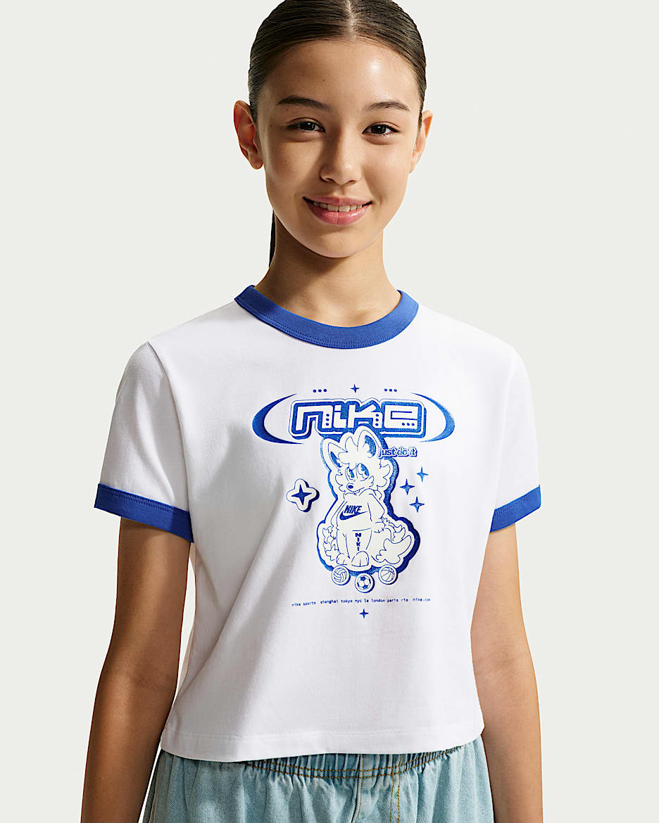 Nike Sportswear 大童(女孩)短袖T恤 - 白色