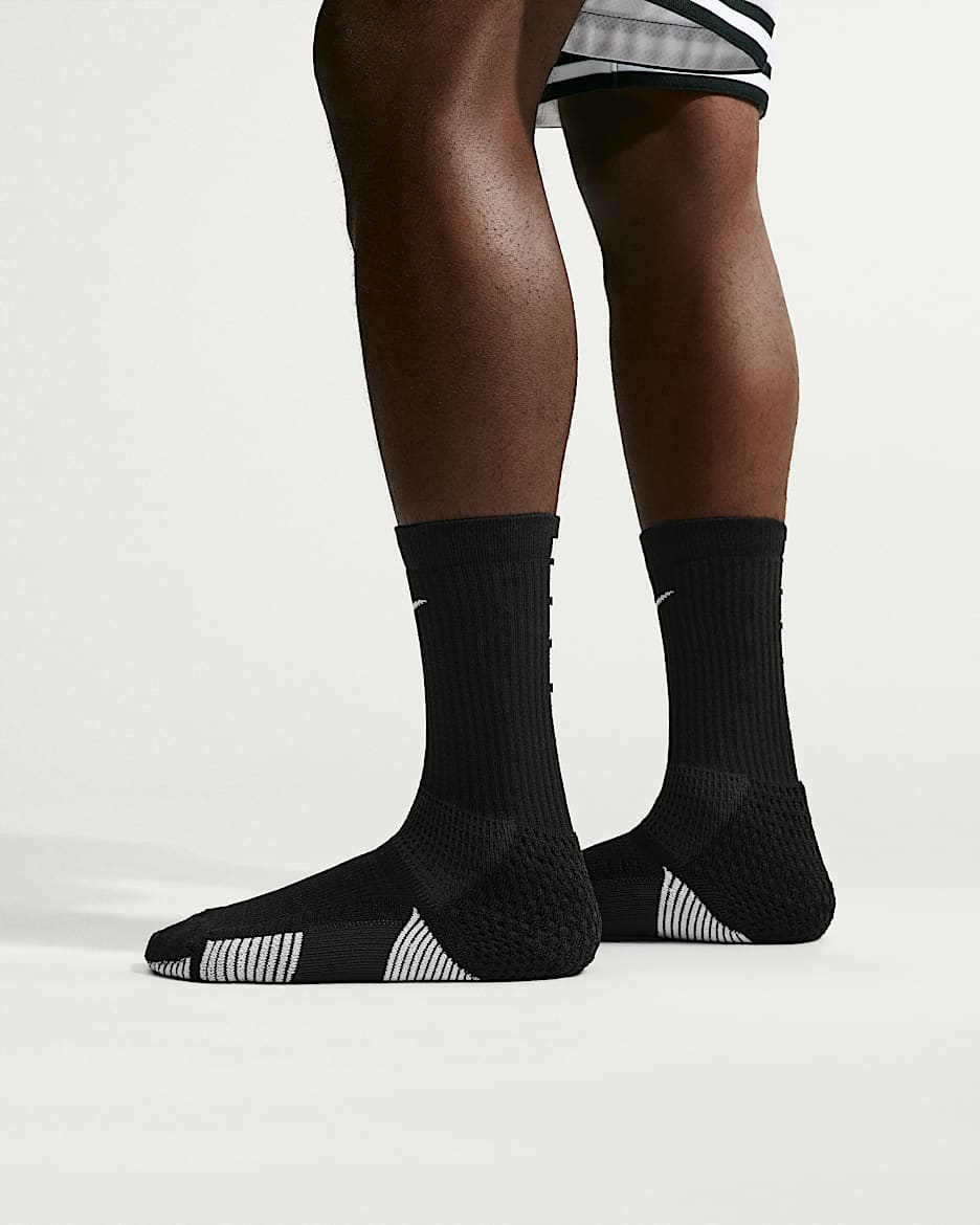 Nike Elite 2.0 舒适速干中筒运动袜（1 双） - 黑/白色/白色