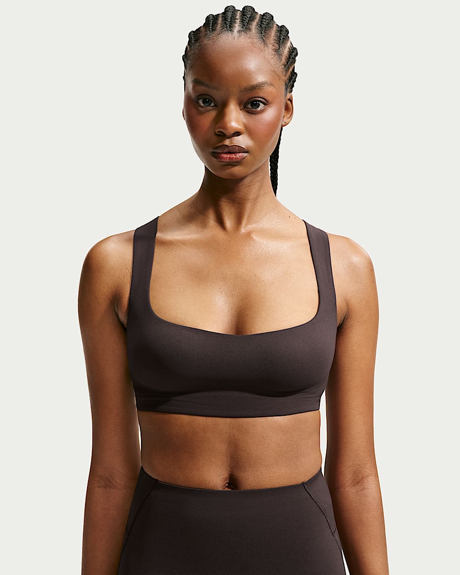NikeSKIMS Studio Stretch 女子速干运动内衣 - NSKM Dark Roast/NSKM Dark Roast