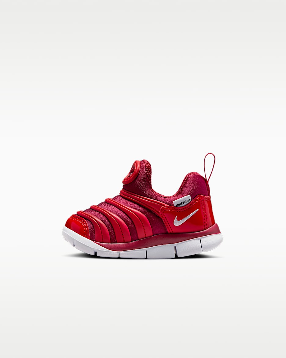Nike Dynamo Free 耐克毛毛虫婴童易穿脱运动鞋 - 深红/大学红/白色