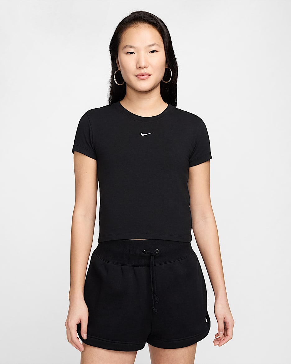 Nike Sportswear Chill Knit 女子短袖T恤 - 黑/白色