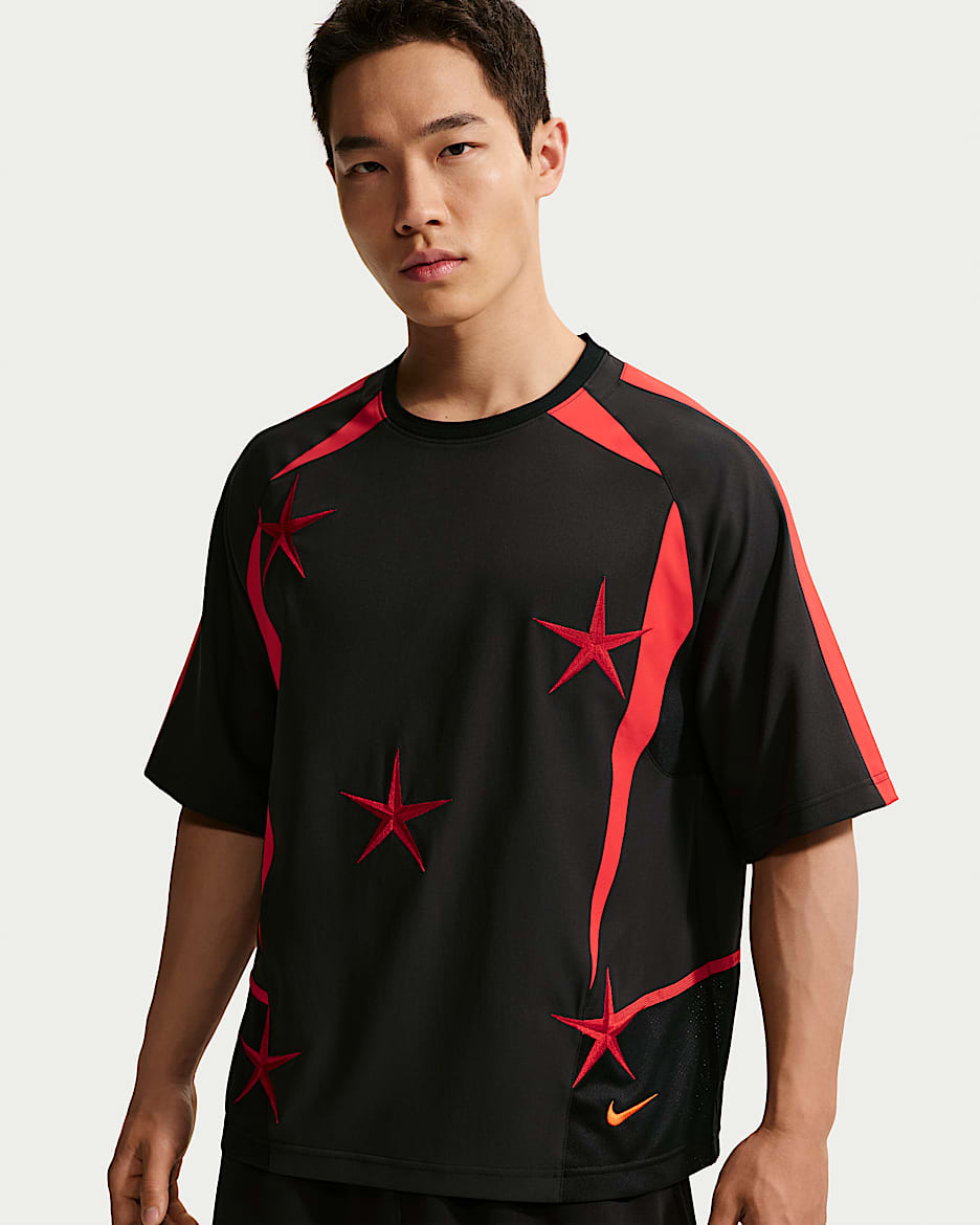 Nike "Your Message Here" 男子短袖足球球衣 - 黑/大学红/安全橙