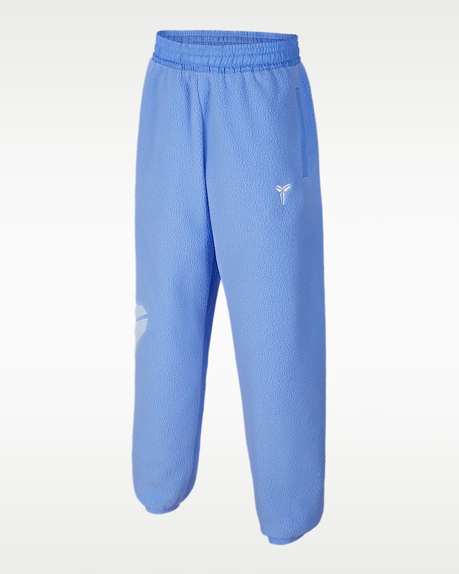 Kobe 科比大童冬季款仿羊羔绒篮球长裤 - 脉冲宝石蓝/铝蓝/白色