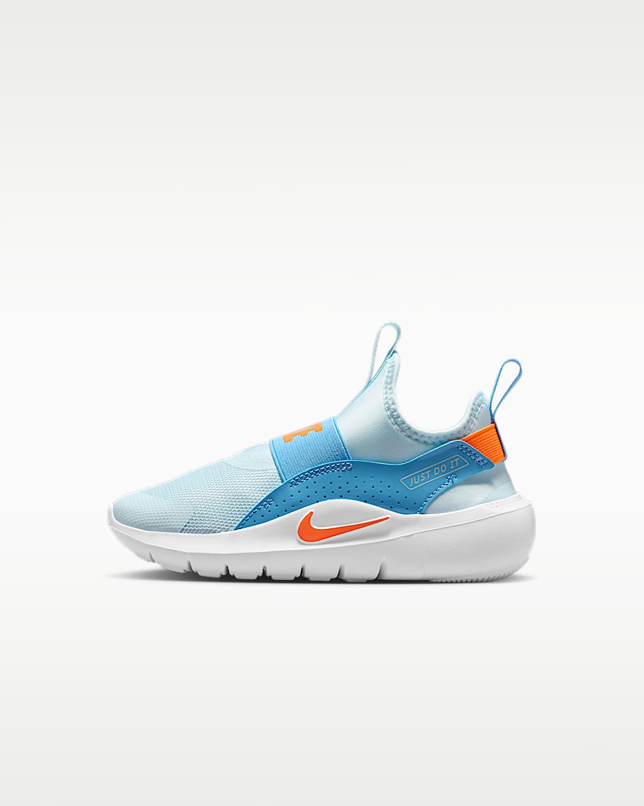 Nike Flex Runner 4 幼童一脚蹬运动鞋 - 冰川蓝/足球蓝/尘光子色/荷兰橙