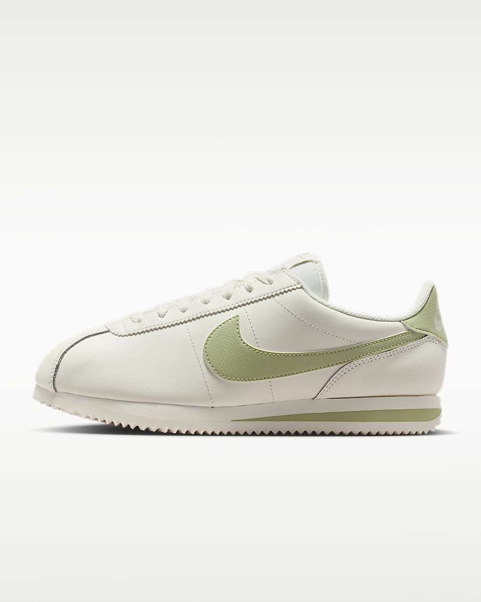 Nike Cortez Leather 女子运动鞋 - 帆白/浅橄榄绿