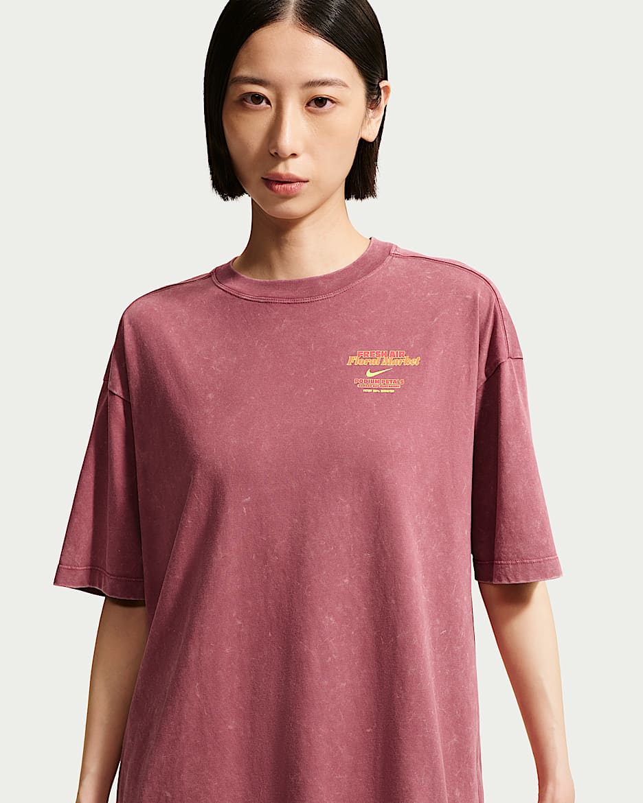 Nike Sportswear Classic 女子 Oversize 风短袖T恤 - 烟灰粉