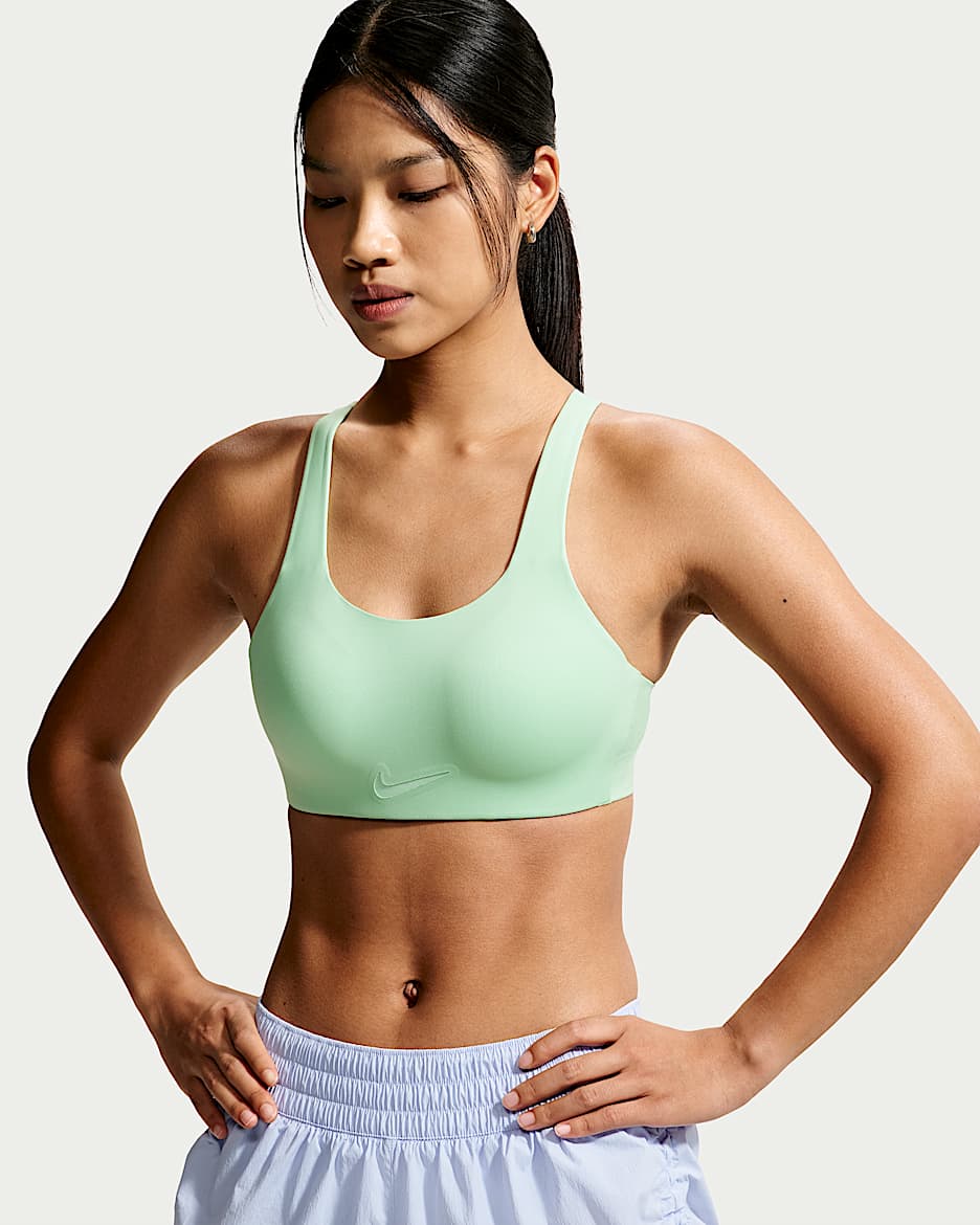 Nike Rival 女子速干稳固超高强度支撑衬垫运动内衣 - 静谧黄瓜绿