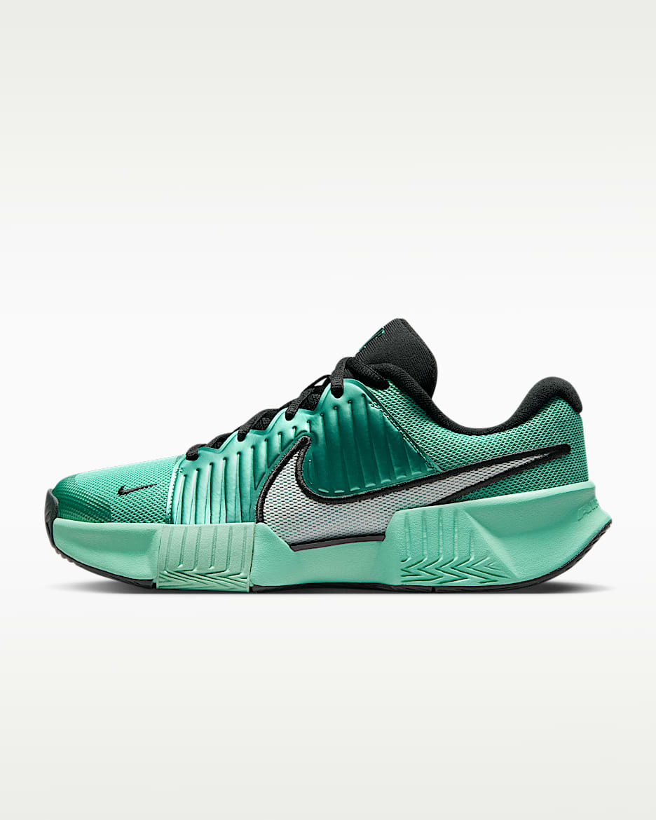 Nike Zoom GP Challenge Pro PRM 女子硬地球场网球鞋 - 薄荷绿/黑/白金色