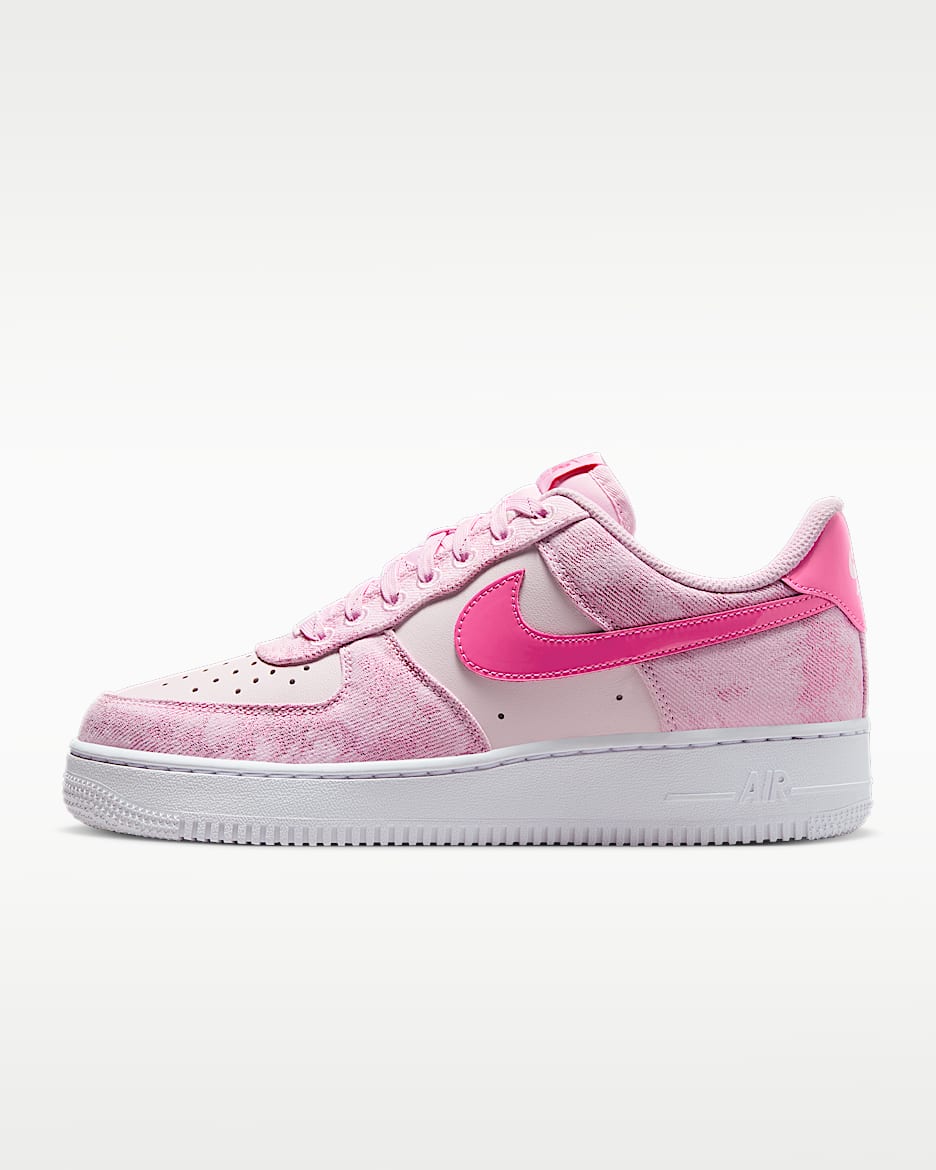 Nike Air Force 1 '07 "Denim" 女子空军一号运动鞋 - 泡沫粉/珍珠粉/白色/亚紫粉