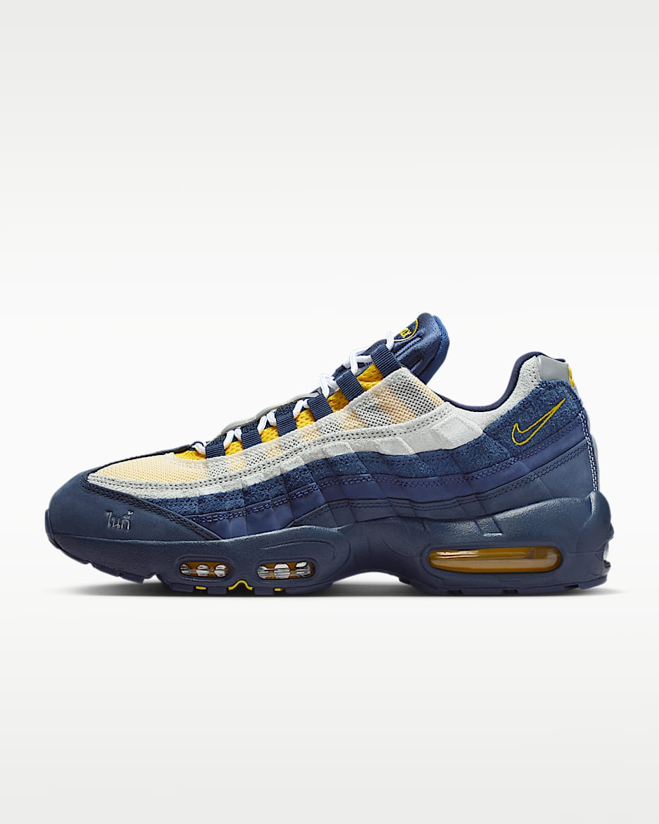 Nike SB Air Max 95 x Eric Koston "Obsidian and Speed Yellow" 男子滑板鞋 - 黑曜石色/深藏青/深海蓝/速度黄