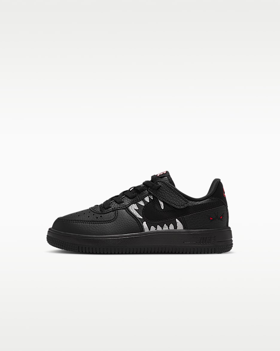 Nike Force 1 Low LV8 EasyOn 幼童运动鞋 - 黑/大学红/金属银/黑