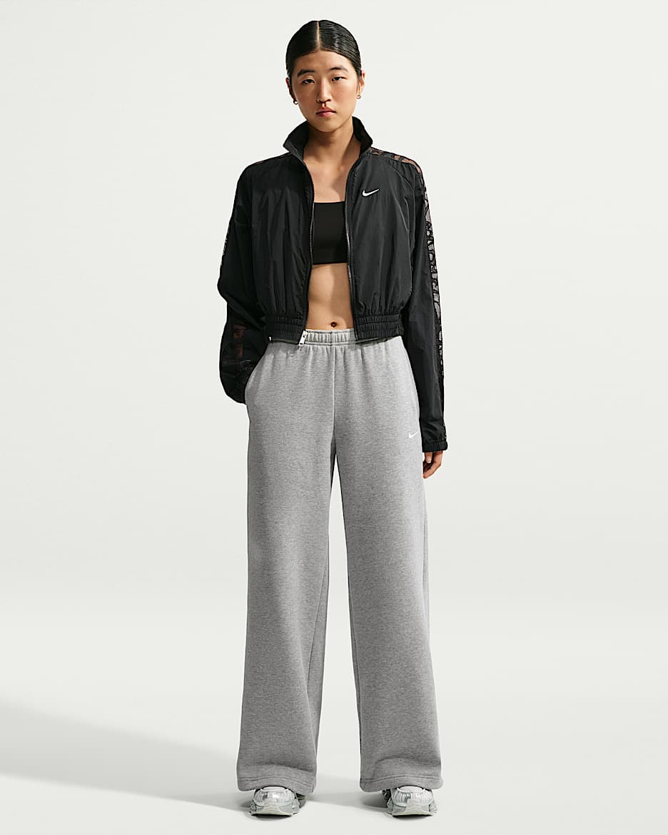 Nike Studio Fleece Medium Weight 女子中克重加绒中腰阔腿长裤 - 调色暗灰/帆白