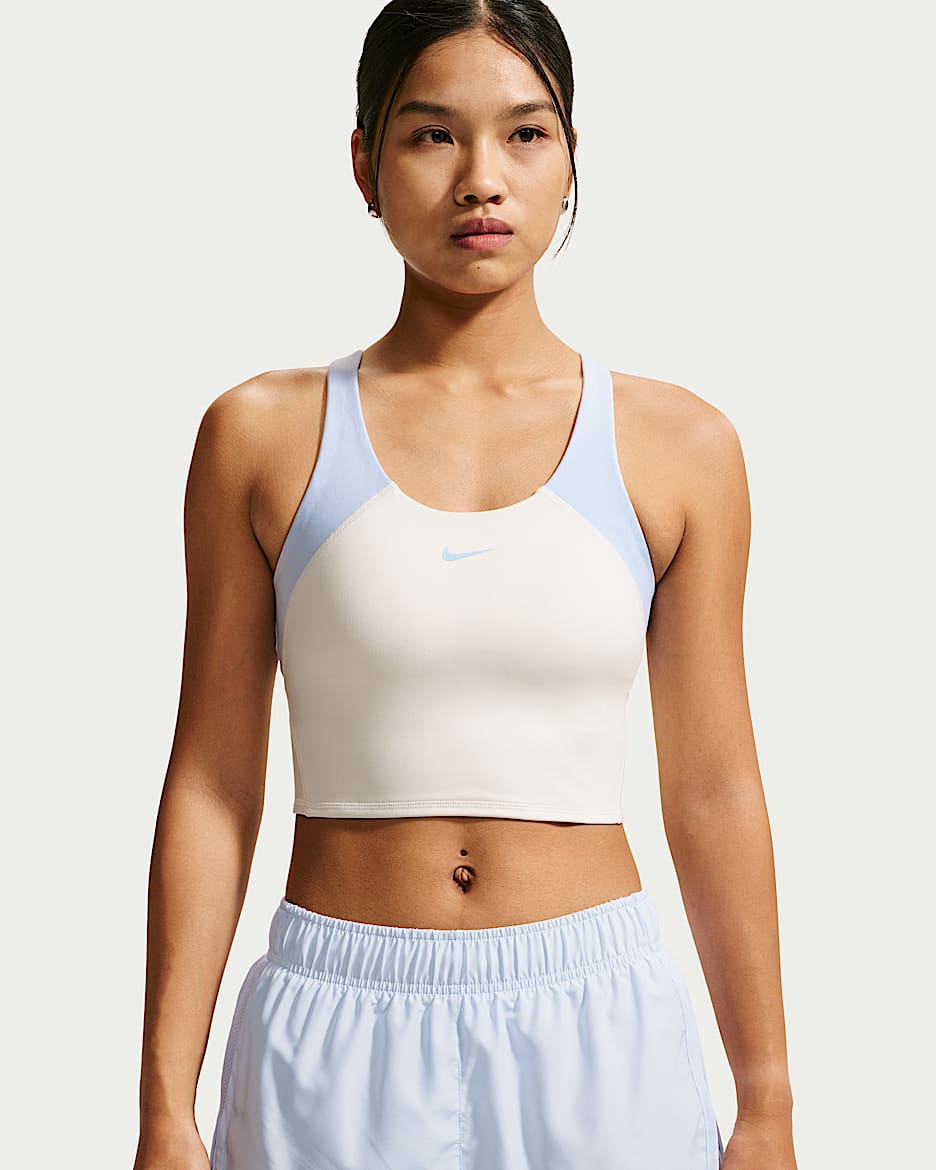 Nike Tempo 女子速干中强度支撑短款运动内衣式背心 - 帆白