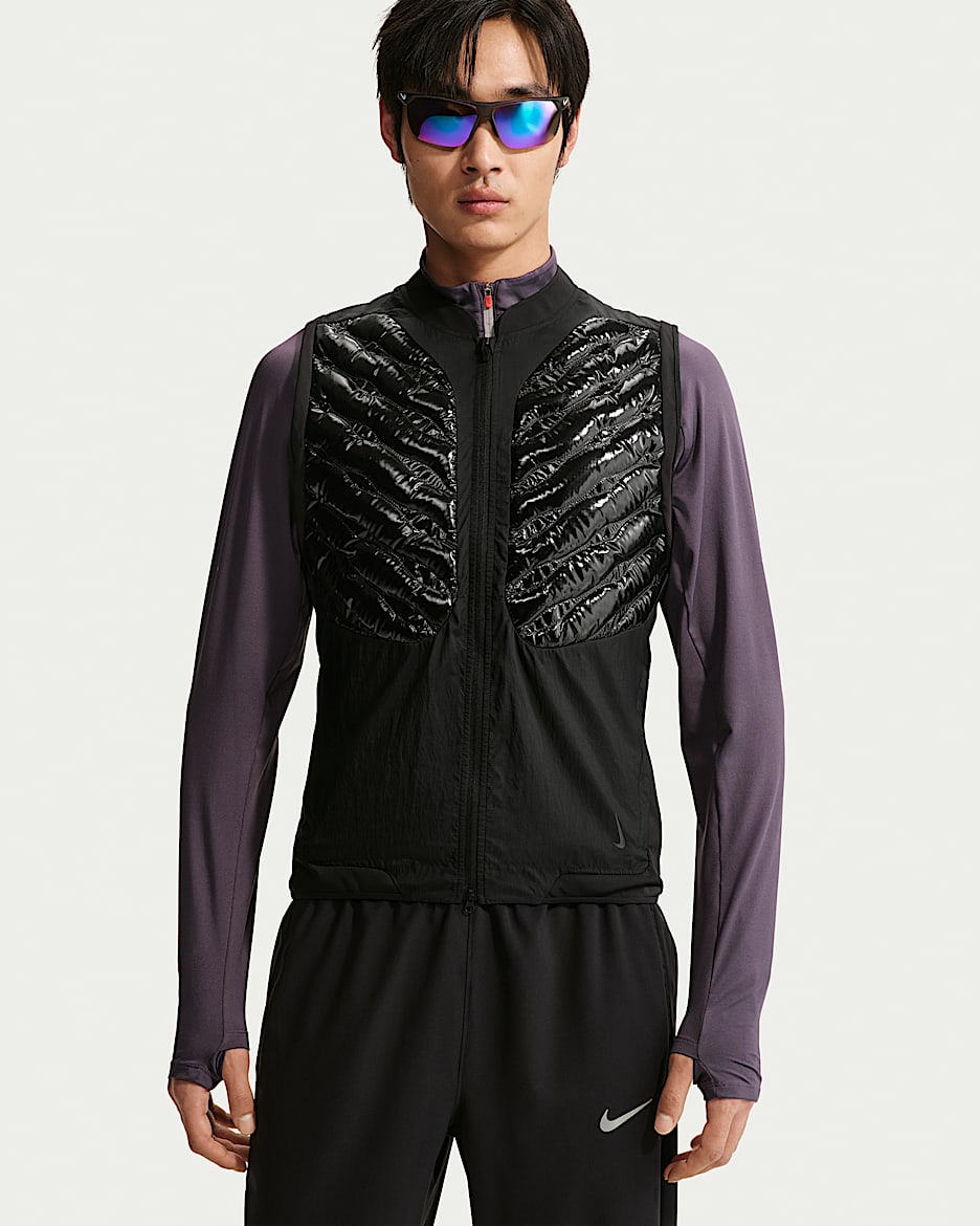 NikeLab | Running 男子羽绒拼接马甲 - 黑/黑