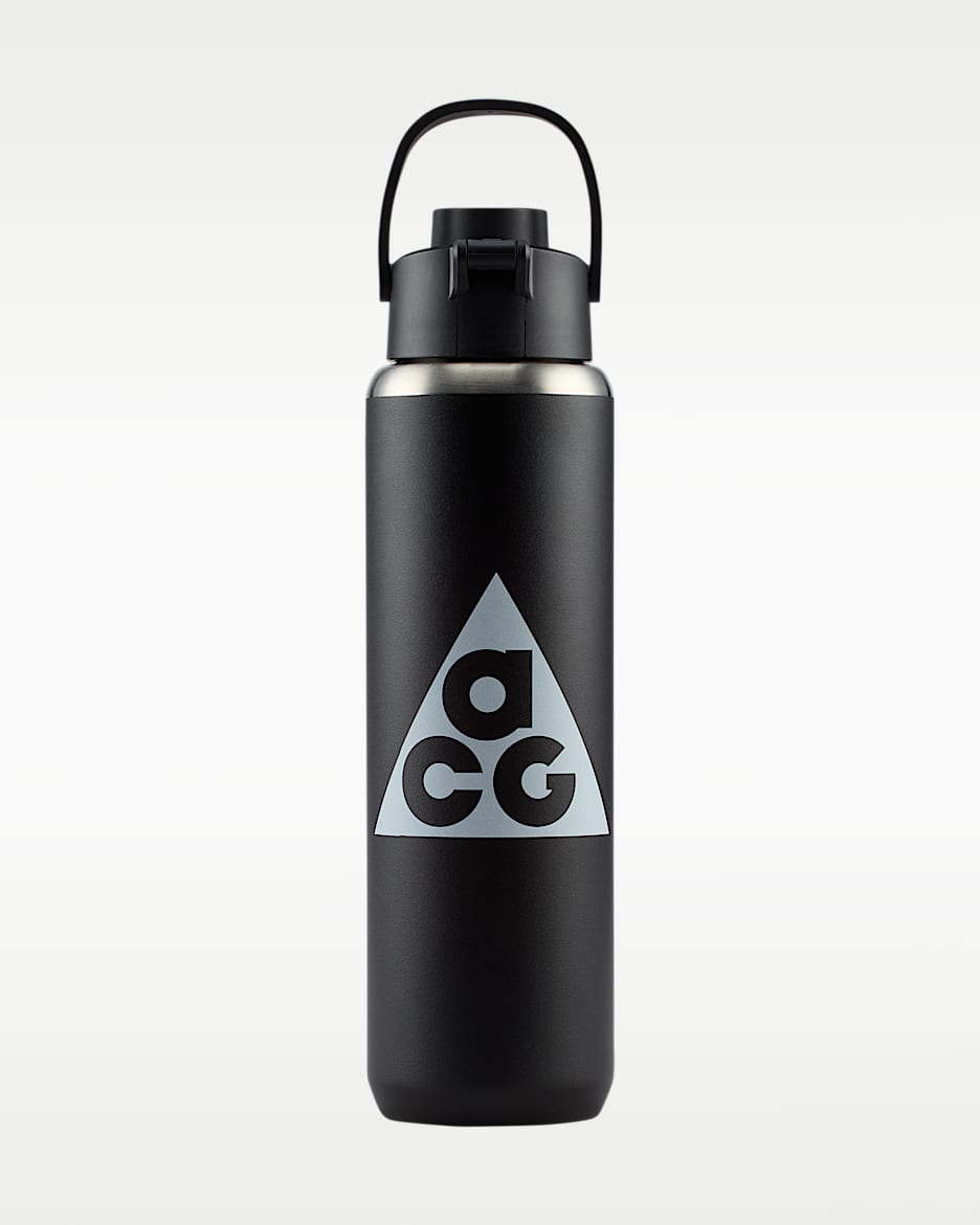 Nike ACG ReCharge Chug 不锈钢印花水壶（700 毫升） - 黑/黑/山峰白