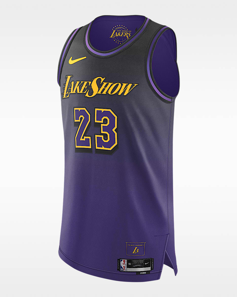 2024/25 赛季洛杉矶湖人队勒布朗·詹姆斯 (LeBron James) City Edition Nike Dri-FIT ADV NBA Authentic Jersey 男子速干球衣 - 全域紫