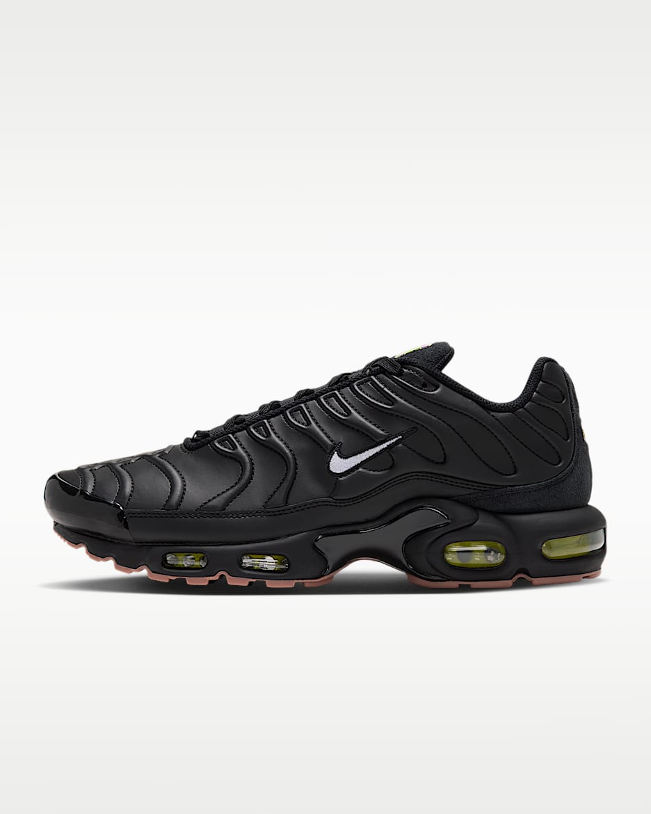Nike Air Max Plus 男子运动鞋 - 黑/橡皮中褐/荧光黄/白色