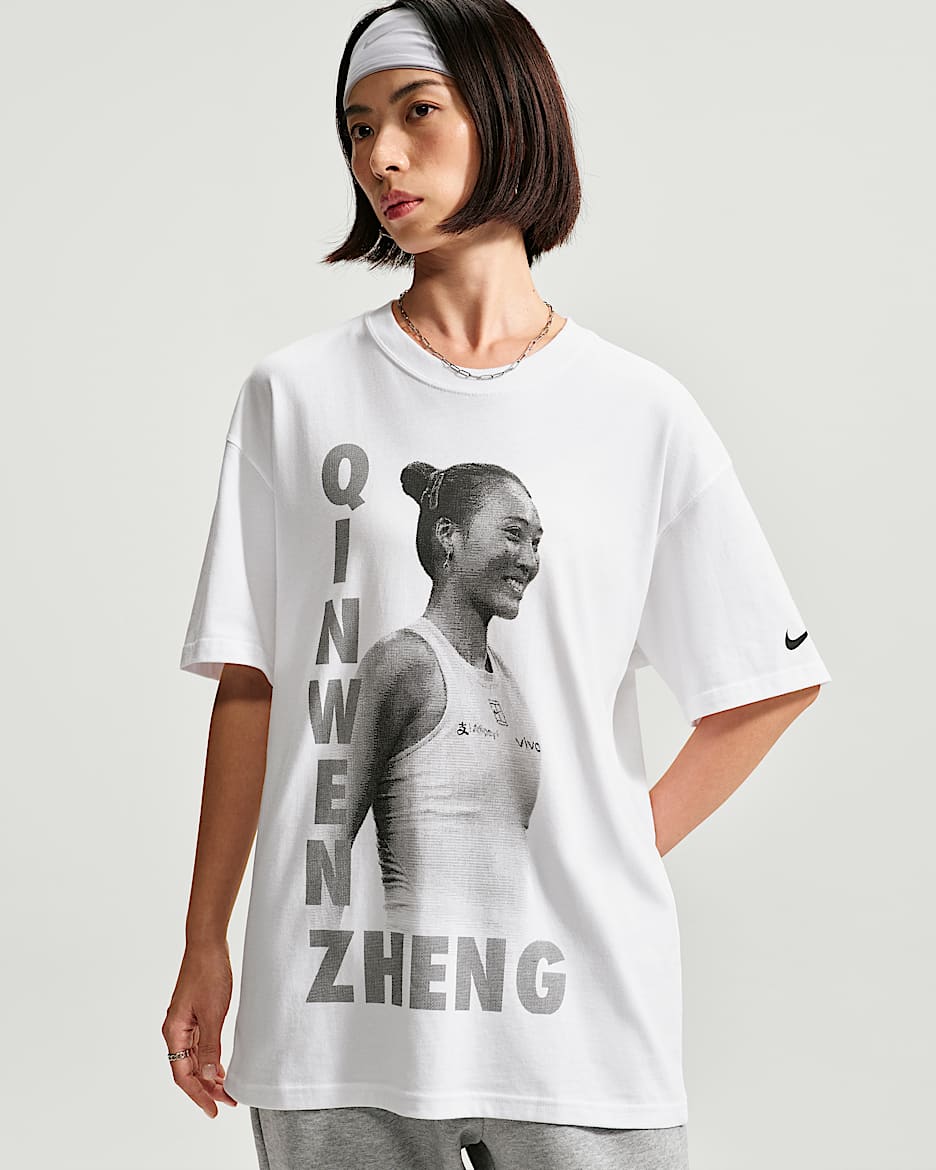 NikeCourt "Qinwen Zheng" 郑钦文女子短袖网球T恤 - 白色