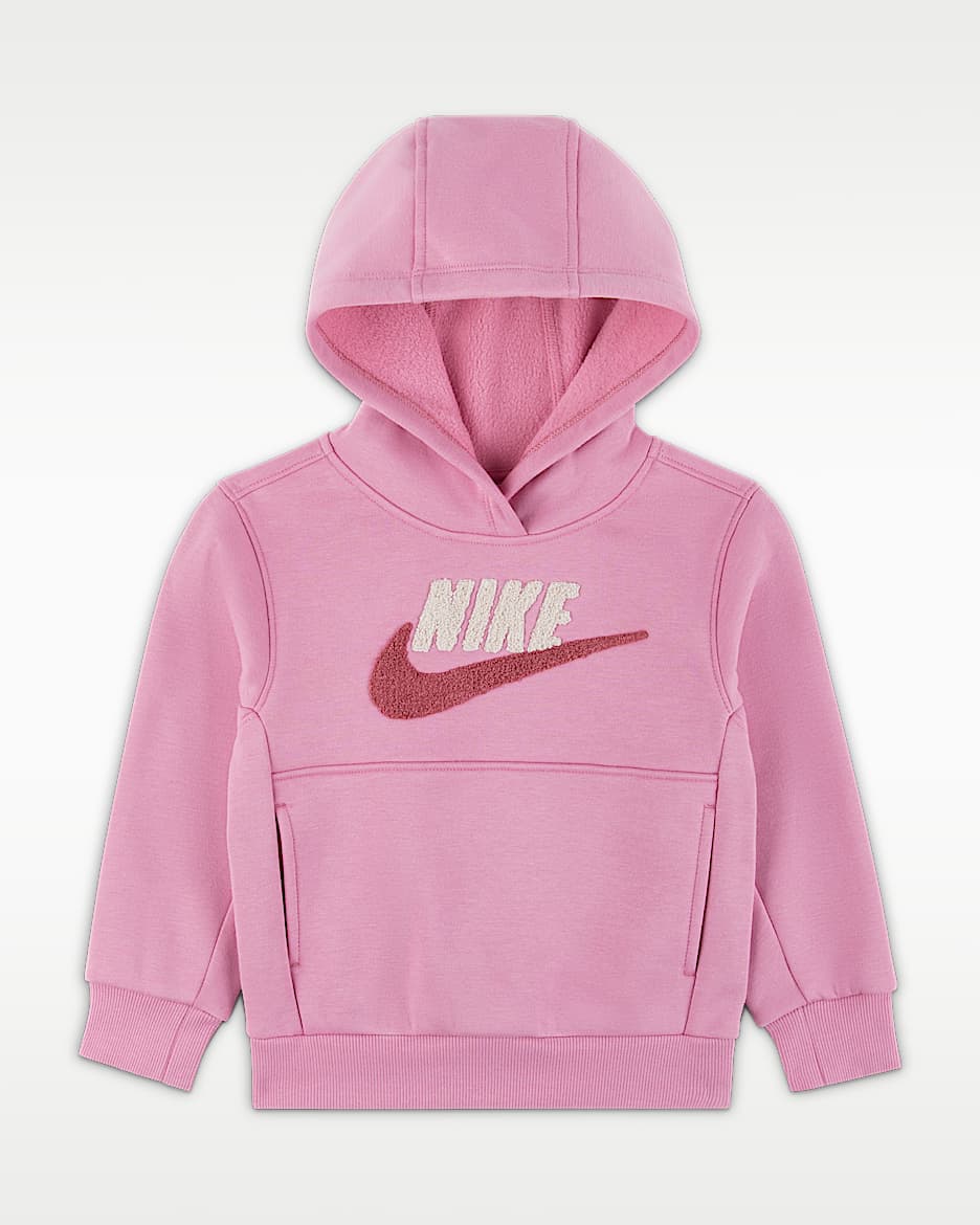 Nike Club 幼童加绒套头连帽衫 - 神秘火烈鸟红