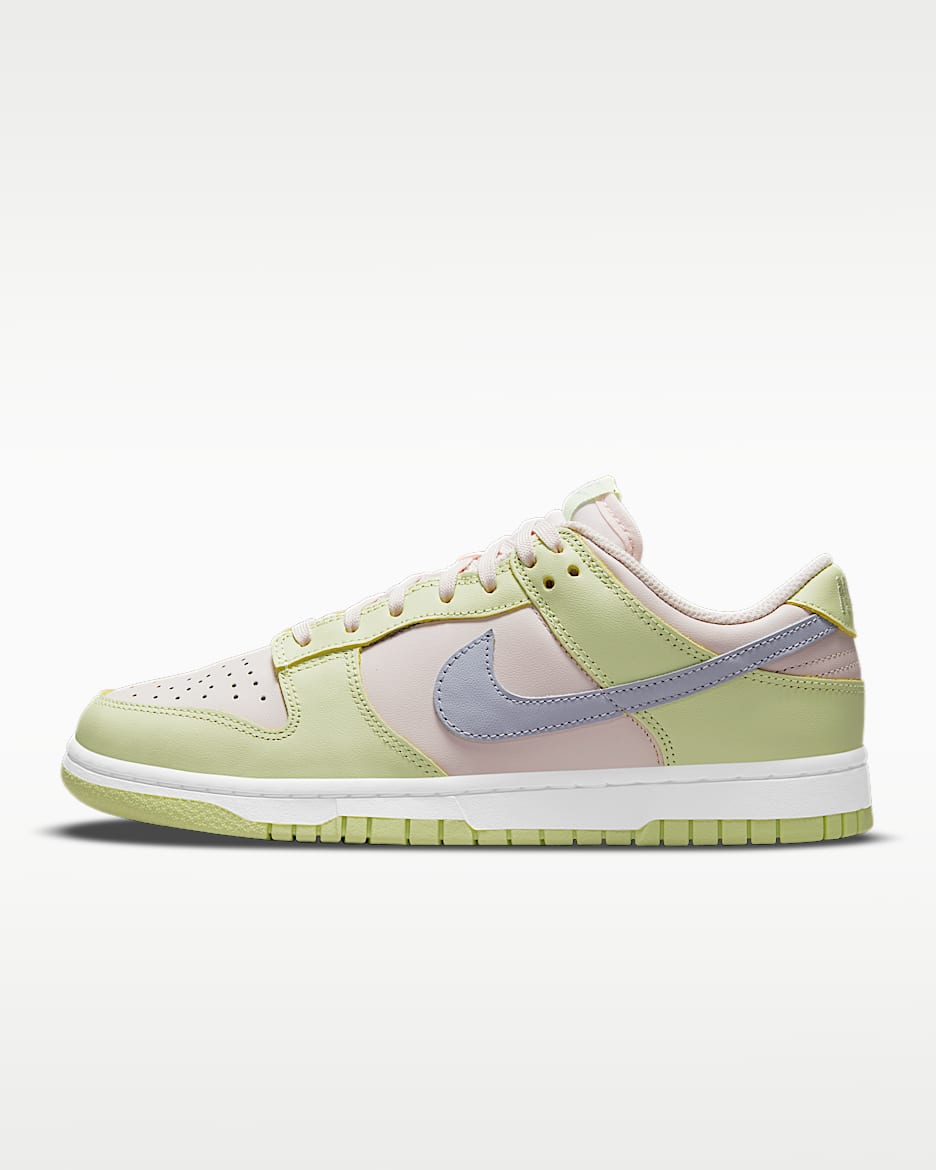 Nike Dunk Low 女子运动鞋复古板鞋 - 柔粉/冰绿黄/白色/幻影