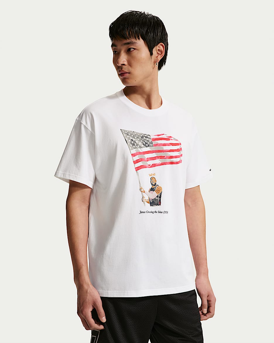 LeBron "Old Glory" Nike 詹姆斯男子篮球T恤 - 白色