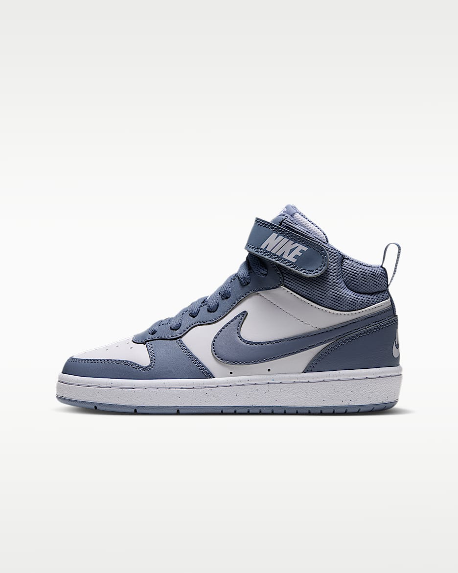 Nike Court Borough Mid 2 耐克酷菠萝大童运动鞋 - 白色/灰石板蓝