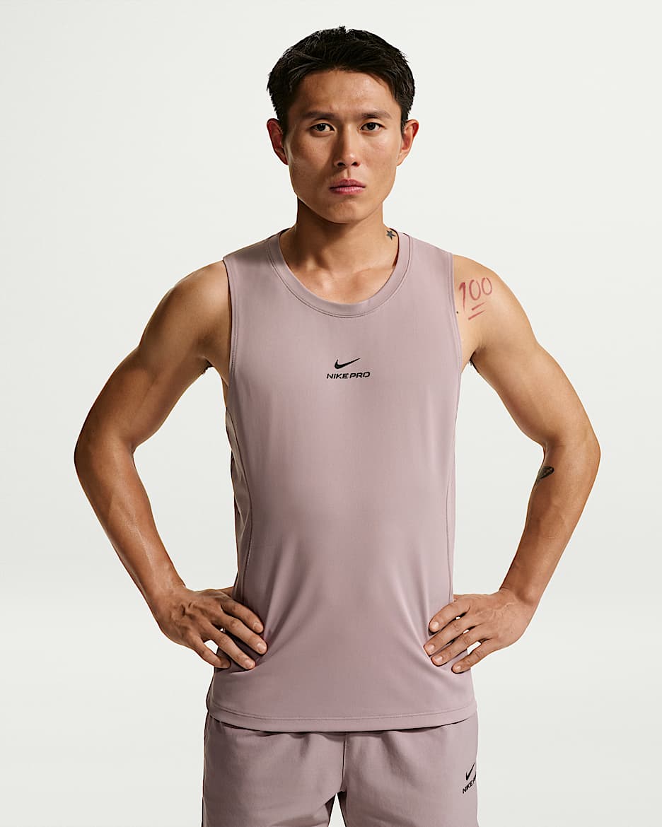 Nike Pro Dri-FIT 男子速干训练背心 - 浅矿石紫/黑