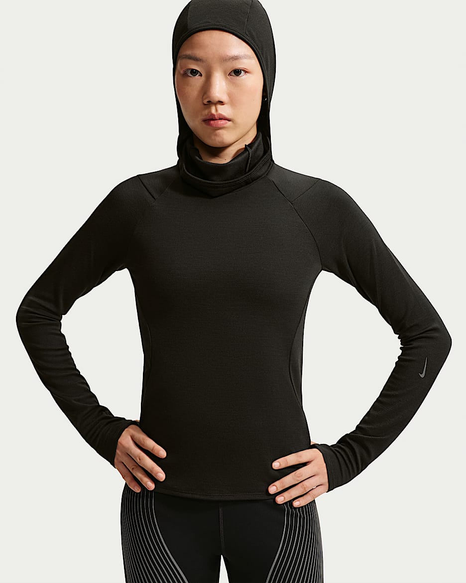 NikeLab | Running 女子羊毛混纺中间层上衣 - 黑/黑/黑