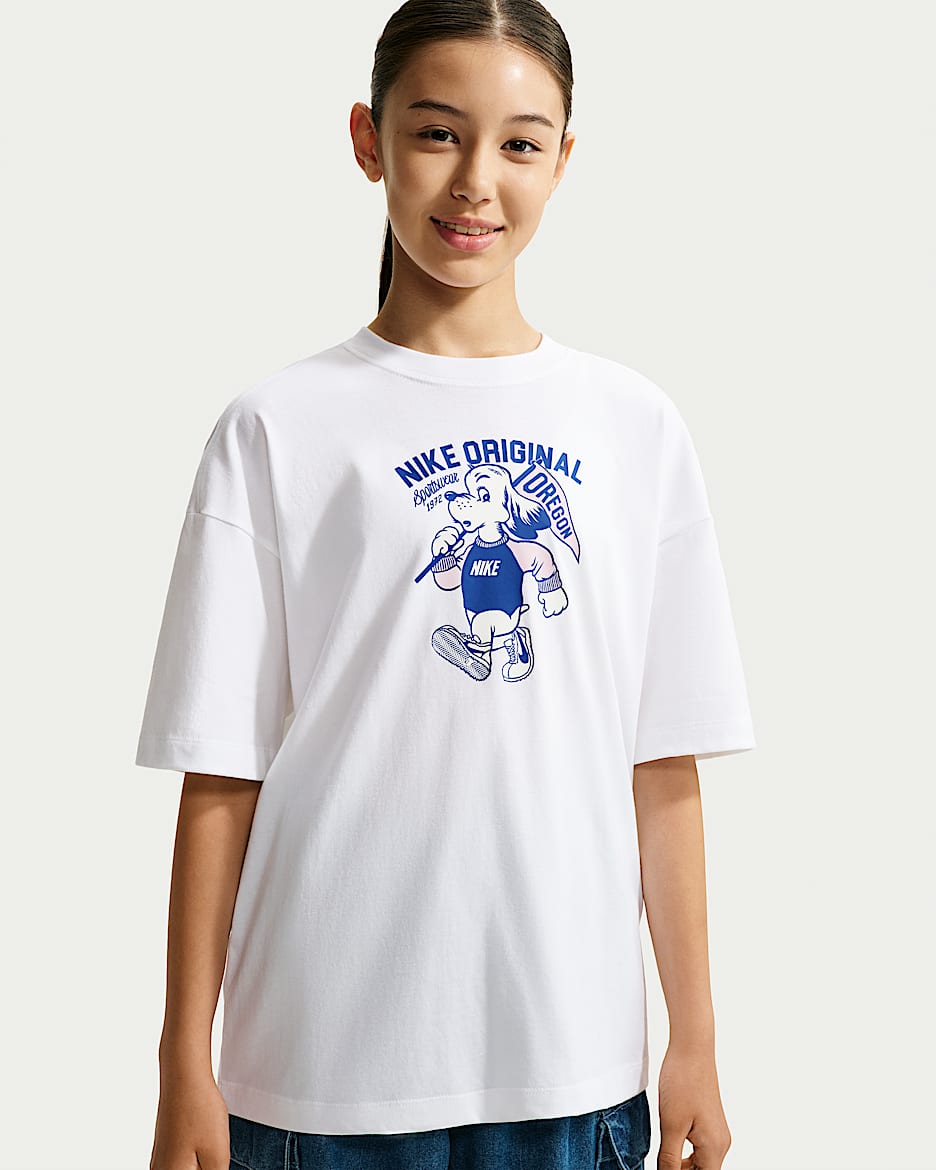 Nike Sportswear 大童(女孩)短袖T恤 - 白色