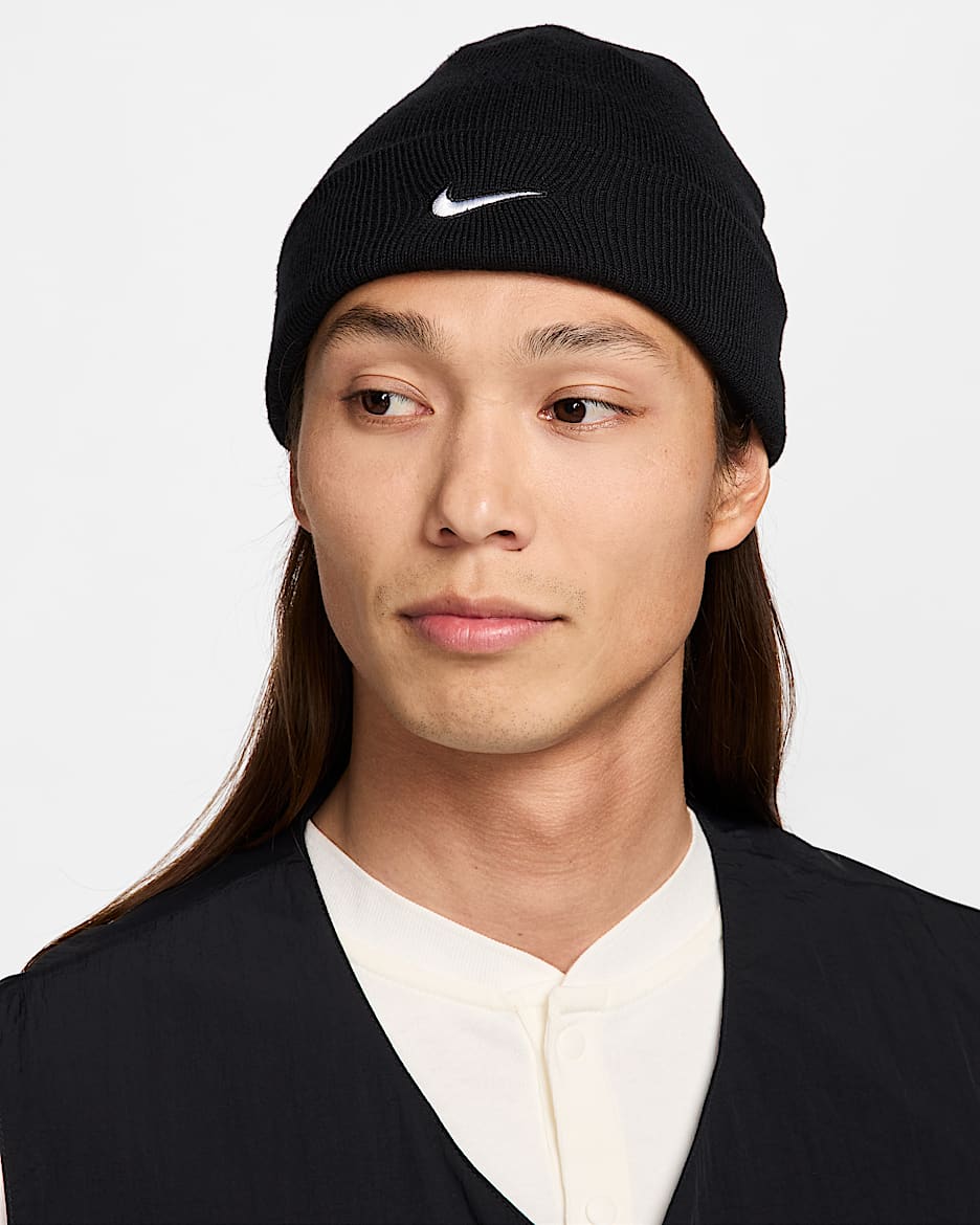 Nike Terra 耐克勾针织帽 - 黑/白色