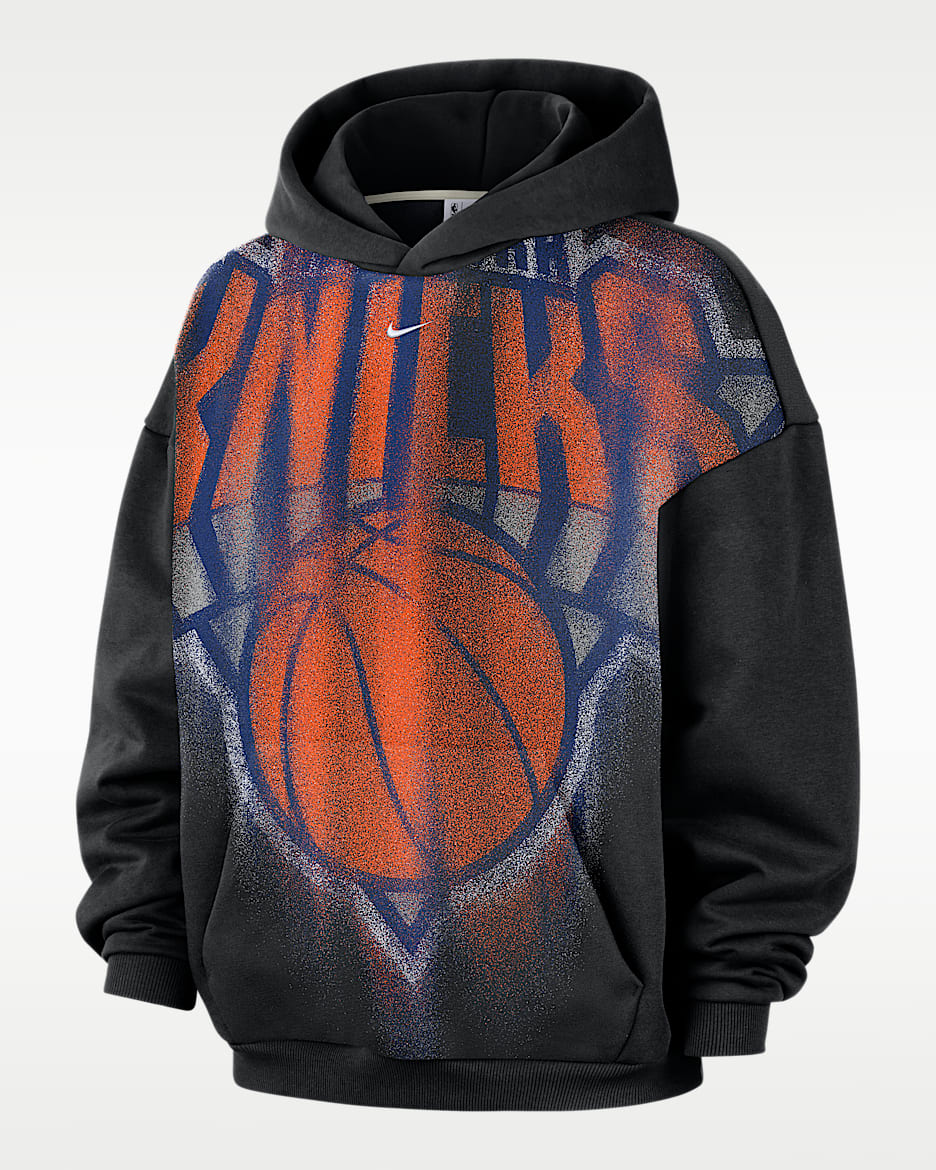 纽约尼克斯队 Standard Issue Nike NBA 队之魂系列男子加绒篮球连帽衫 - 黑/白色