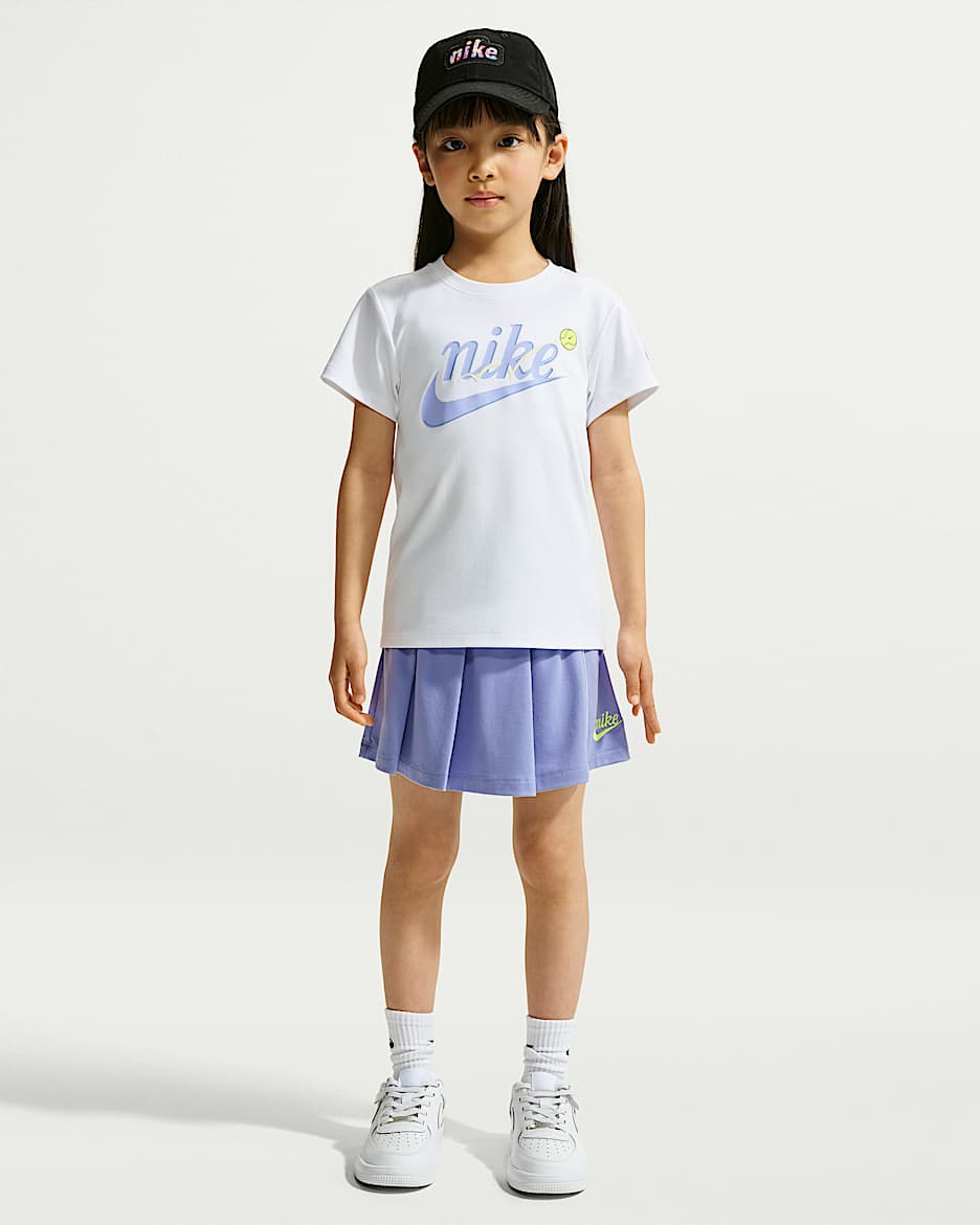 Nike Dri-FIT Courtside Champs 幼童速干短袖T恤和半身裙套装 - 浅蓟紫