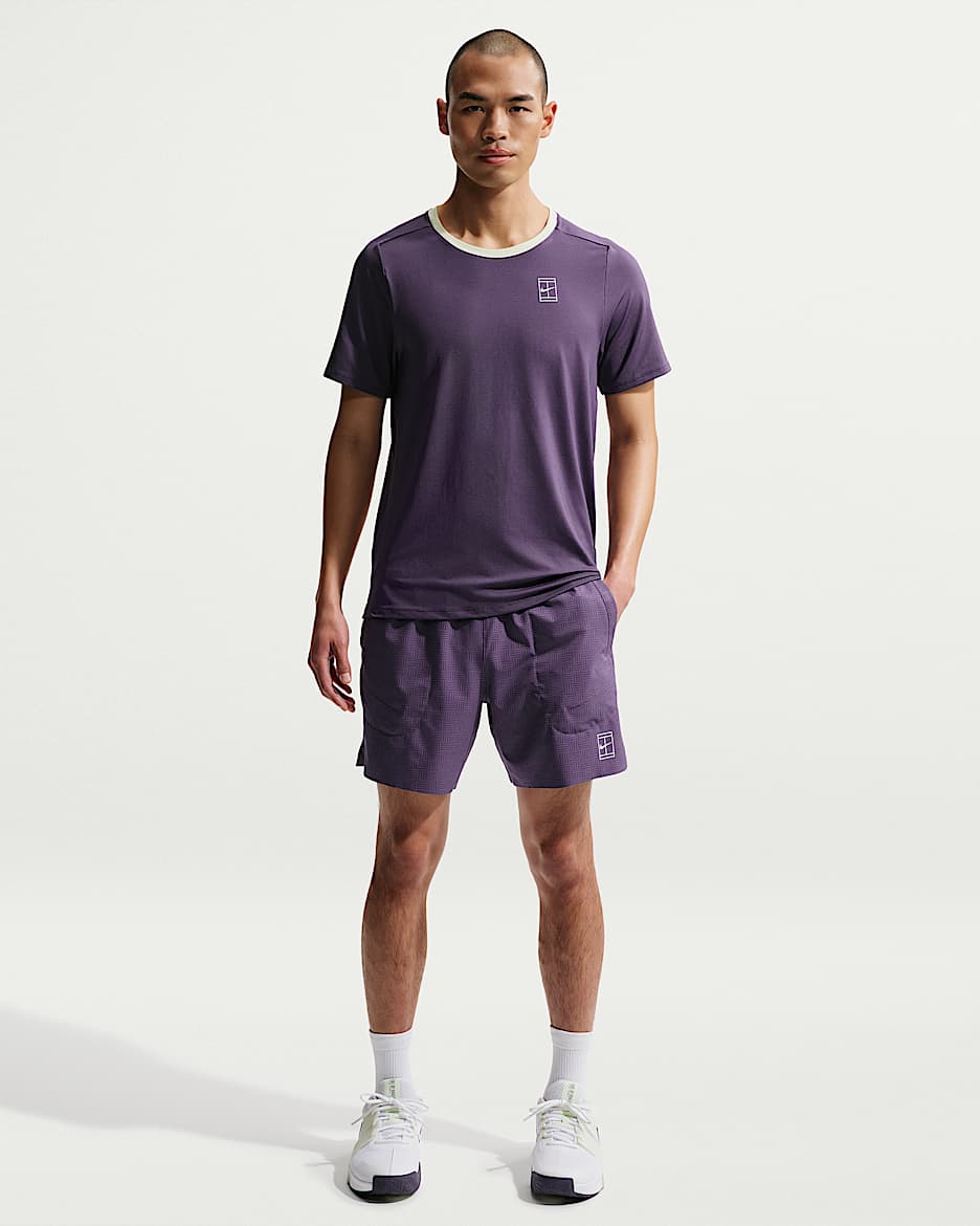 NikeCourt Advantage Dri-FIT 男子速干运动短裤 - 乌紫/白色