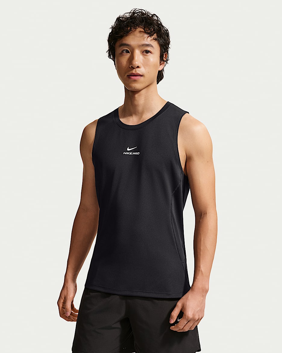 Nike Pro Dri-FIT 男子速干训练背心 - 黑/白色