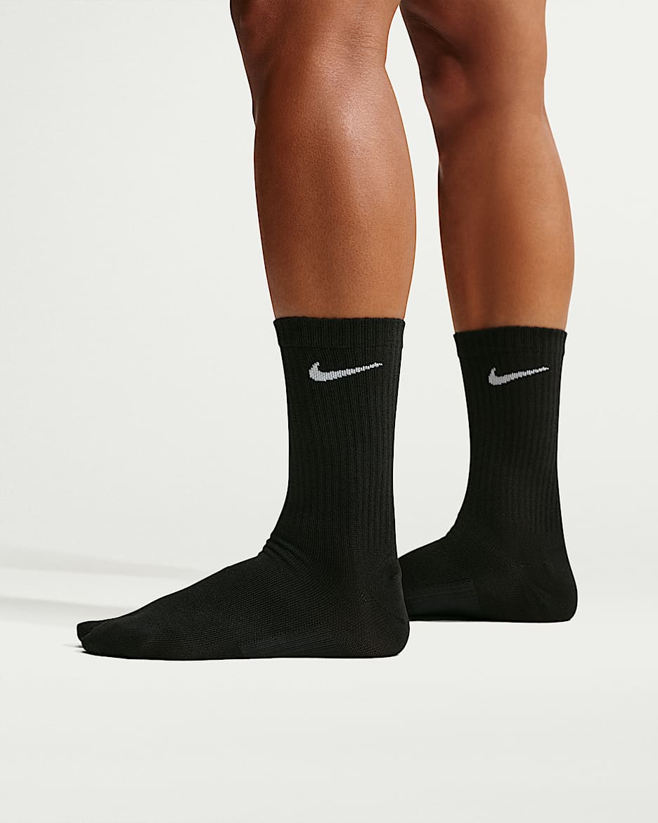 Nike Everyday Plus "Rift" 轻便型速干分趾式中筒运动袜(1 双) - 黑/白色