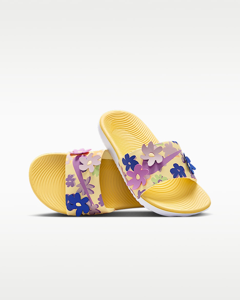 Nike Kawa SE 大童拖鞋 - 柔黄/砂岩灰粉/宝石蓝/浅品红