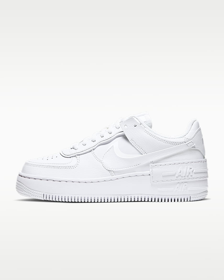 Nike Air Force 1 Shadow 女子空军一号运动鞋轻盈板鞋 - 白色/白色/白色