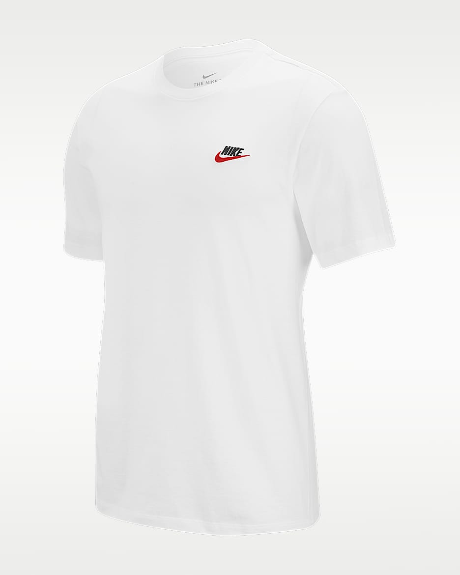 Nike Sportswear Club 男子刺绣柔软纯棉短袖T恤 - 白色/黑/大学红