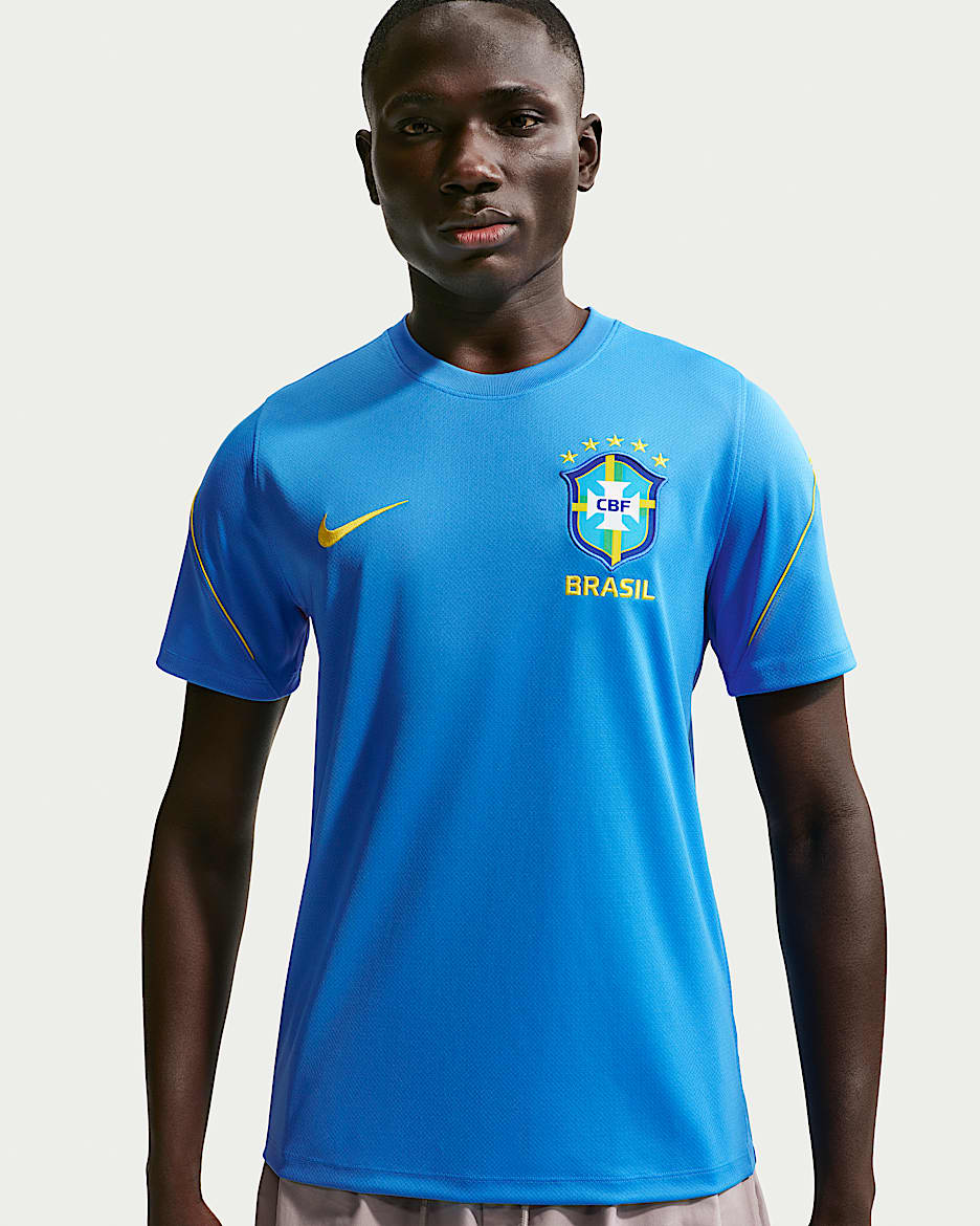 巴西队 Strike Nike Dri-FIT 男子速干短袖足球上衣 - 浅清透蓝/浅薄荷绿/中西金