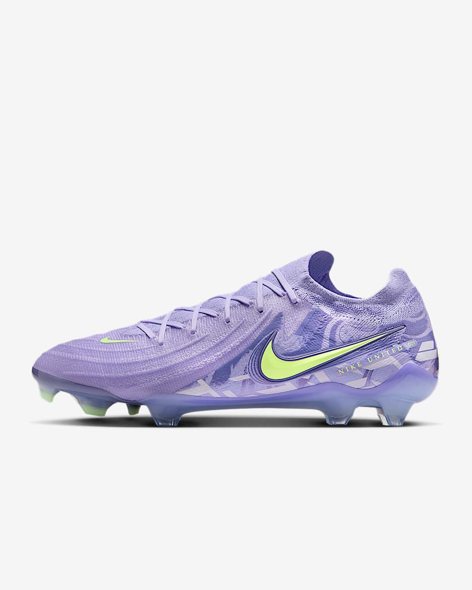 Nike United Phantom GX 2 Elite 耐克暗煞系列男/女天然硬质草地低帮足球鞋 - 玛瑙紫/微黄绿