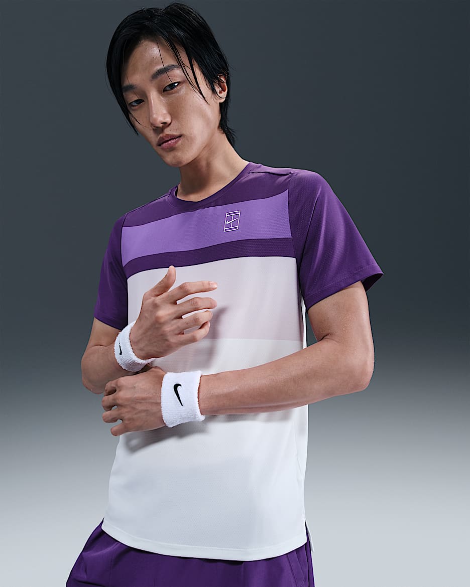 NikeCourt Advantage 男子速干网球上衣 - 野葡萄紫/白色