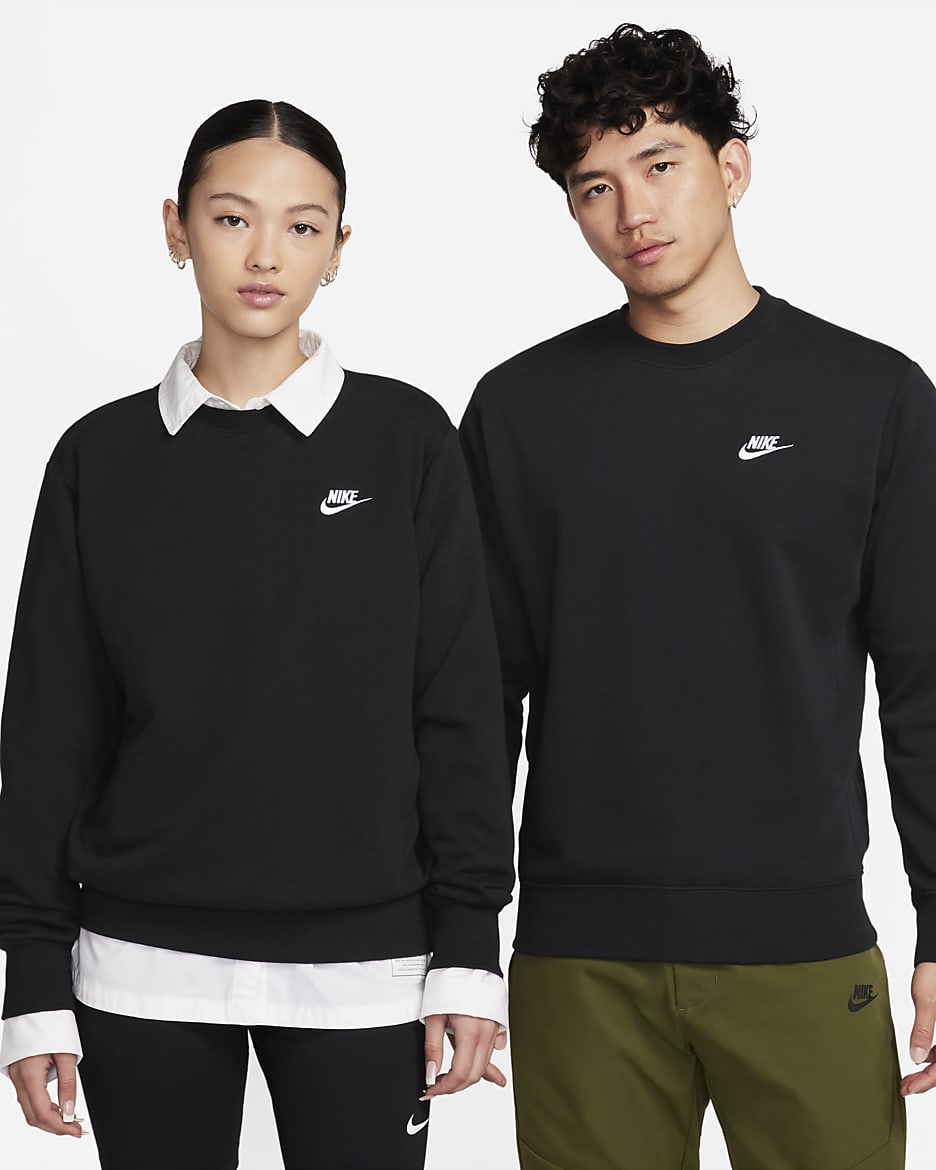 Nike Sportswear Club 男子法式毛圈圆领上衣 - 黑/白色