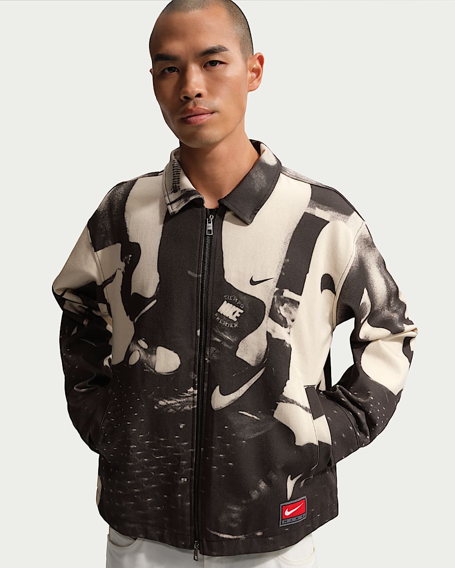 Nike Life 男子运动休闲夹克 - 黑/白色