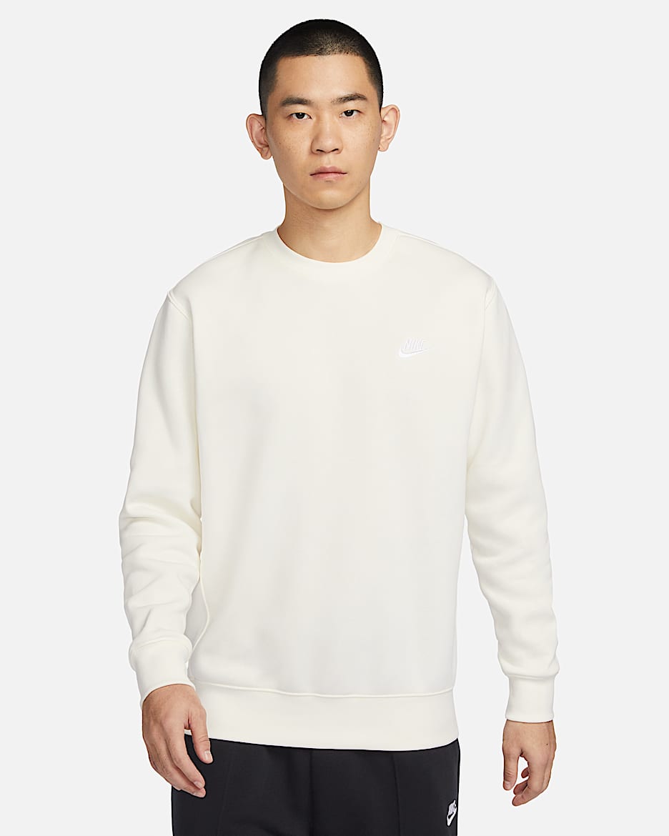 Nike Sportswear Club Fleece 男子加绒圆领上衣 - 帆白/白色