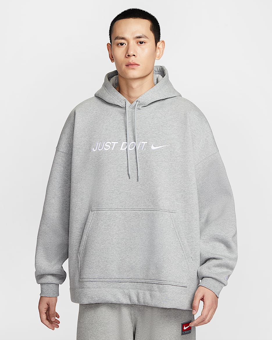 Nike Sportswear Club 男子 Oversize 风加绒连帽衫 - 调色暗灰/浅烟灰/白色