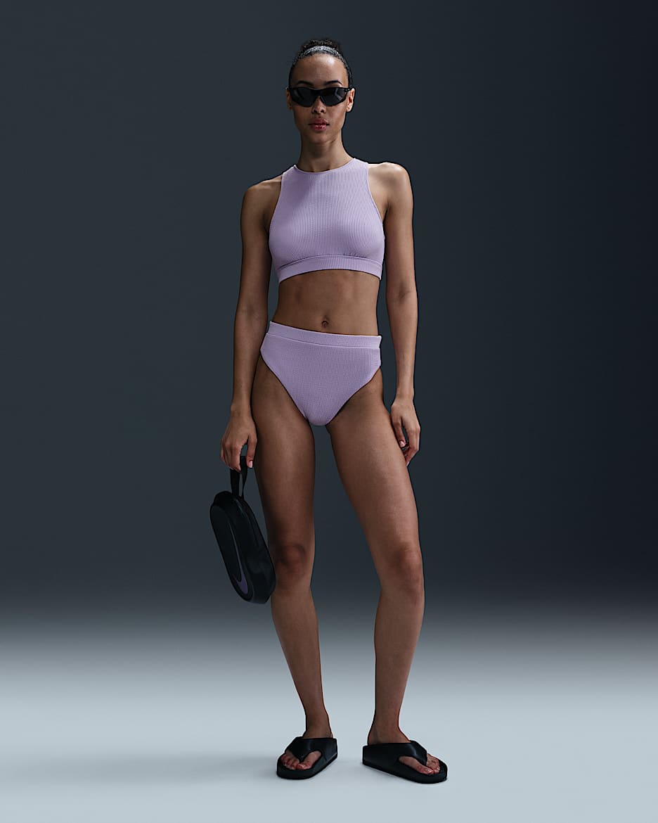 Nike Swim Elevated Essential 女子比基尼泳裤 - 绣球花紫/白色